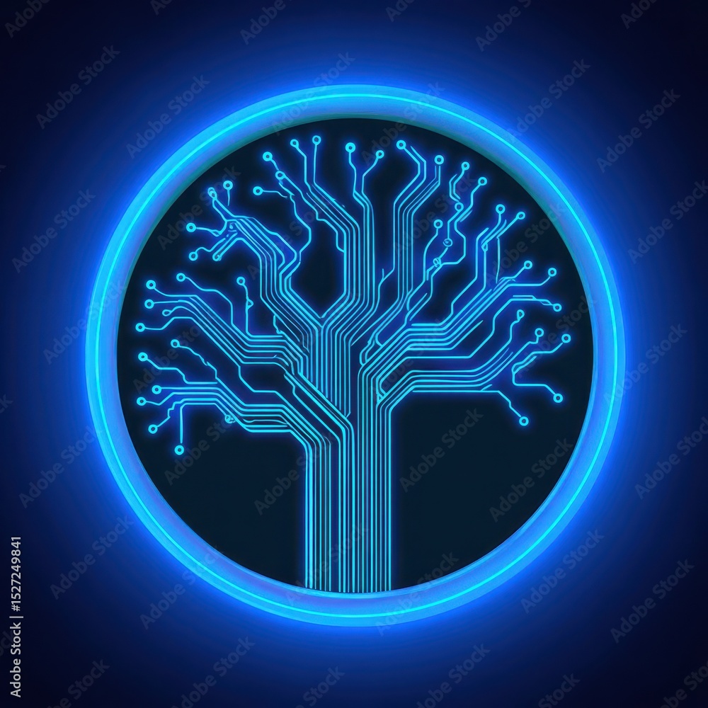 Poster circuit board design in the shape of a tree.