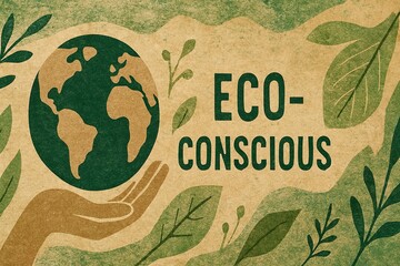 Eco-Conscious Earth Illustration on Recycled Paper Texture