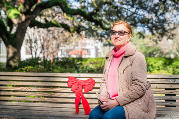Woman on a bench in the park