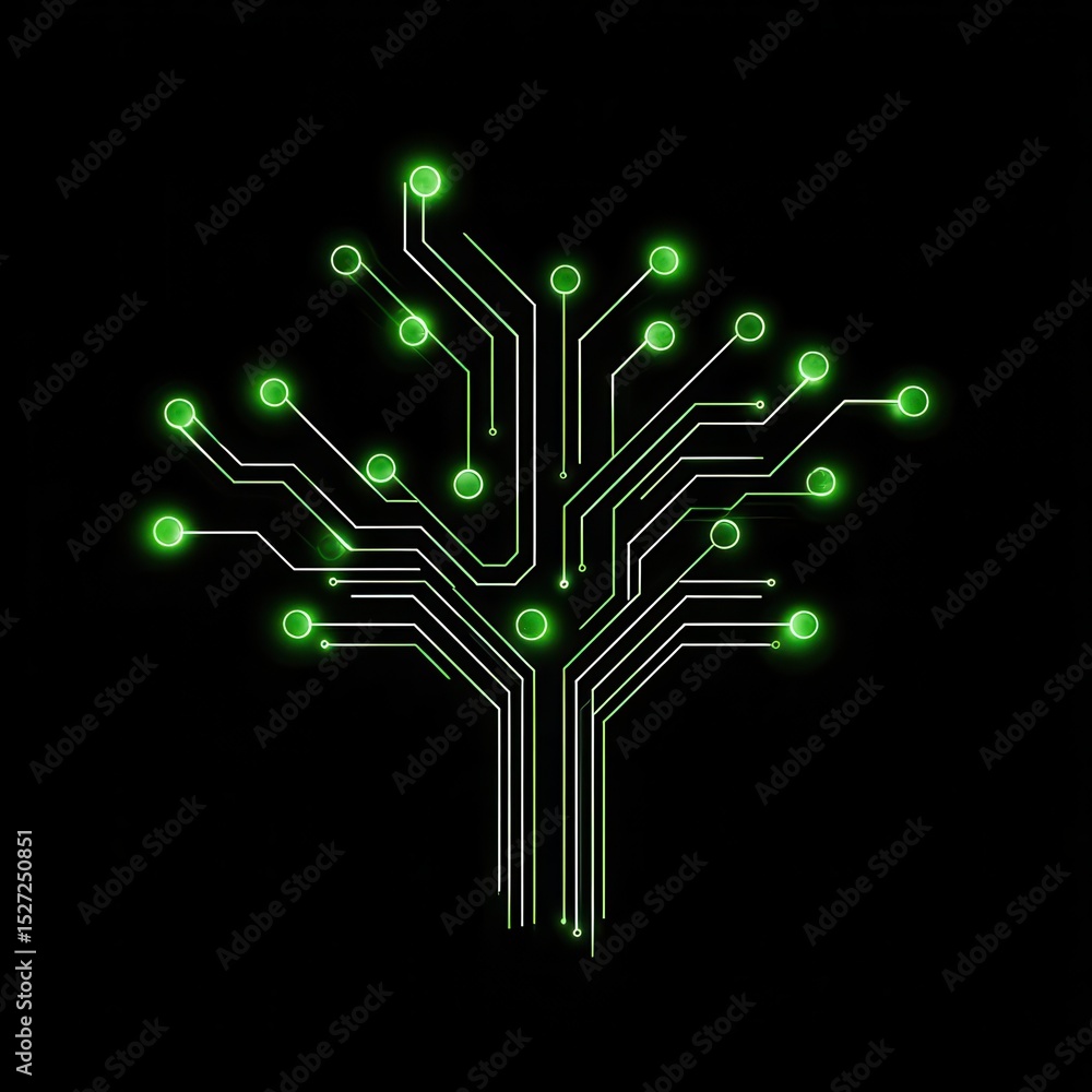 Aufkleber circuit board design in the form of a stylized tree.
