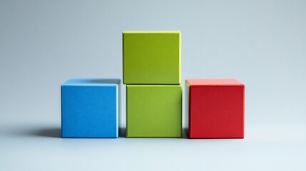 Colorful Stacked Cubes against Pale Background - Conceptual Minimalism