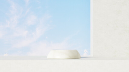 A product display background featuring a bright sky backdrop in landscape