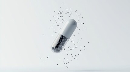 Capsule with microscopic particles.