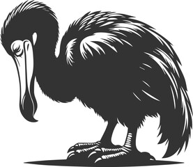 Illustration silhouette of a dodo bird vector drawing © MDAbdul