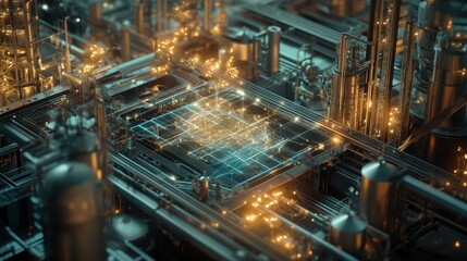 Fototapeta premium Smart Factory Industrial IoT Network.