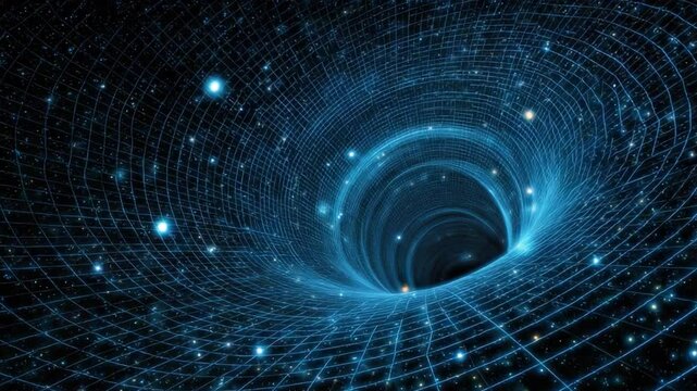 Cosmic Passage: A mesmerizing visualization of a wormhole in deep space, a portal connecting distant cosmic regions, illustrated with intricate detail and ethereal glow.