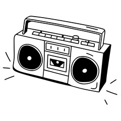 Retro Boombox Vector Icon – Vintage Radio Cassette Player Clipart for Music Designs