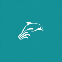 Obraz premium Simple graphic of a dolphin leaping out of water.