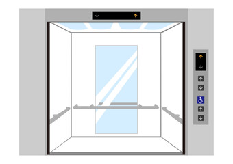 エレベーターの扉が開く