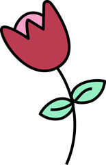 Aesthetic Flower Line Art Element