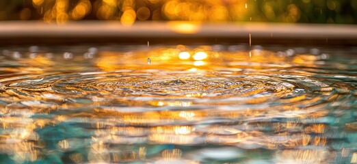 Obraz premium Golden Sunset Reflections on Water Surface with Ripples