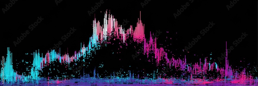 Poster Financial Graph Experiences Significant Collapse With Glitched Visual Effects Highlighting Data Anomalies and Fluctuations