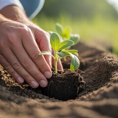 hands holding seedling