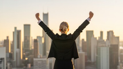 business woman with arms outstretched