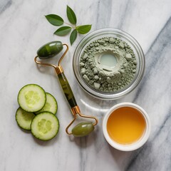 still life with green tea