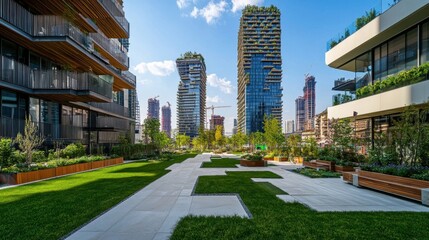 Obraz premium Modern Urban Oasis Green Living in the City.