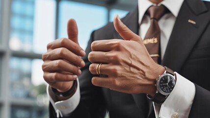businessman showing thumbs up