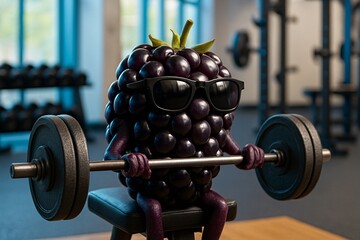 Strong Blackberry Character Lifting Weights in a Gym