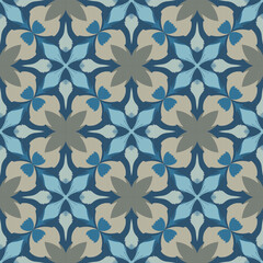 Fototapeta premium A geometric flower pattern with blue and gray color vector pattern is used for wallpapers, cloth tiles.