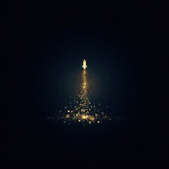 Golden rocket launching into a dark night sky.