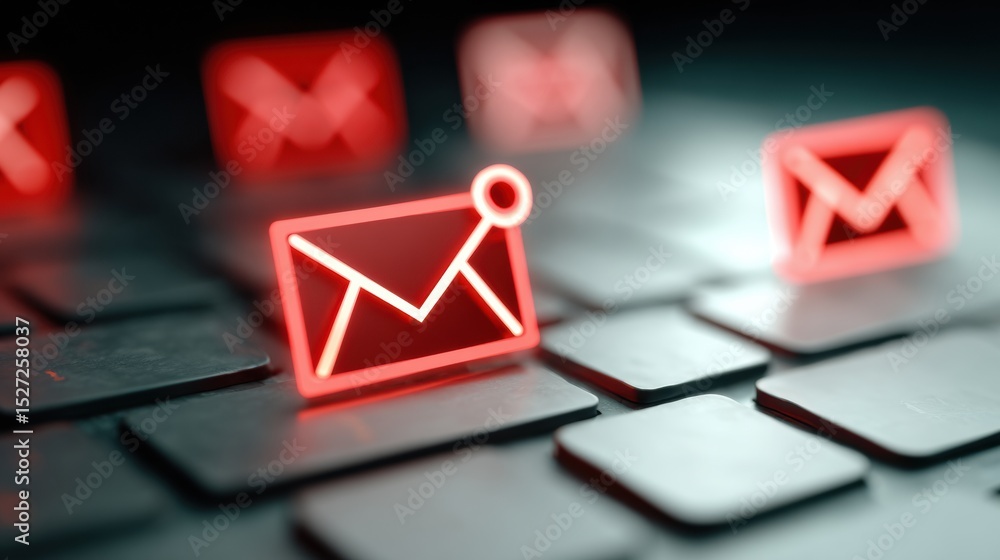Poster Email Inbox With Scam Messages Highlighted in Red While Most Messages Remain Clean and Organized