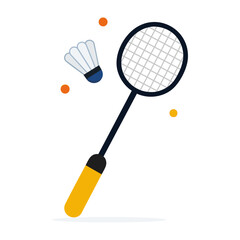 Vector illustration of simple line art vector of badminton