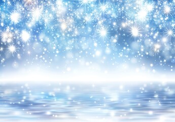 Fototapeta premium Sparkling Winter Scene Shimmering Stars and Calm Water