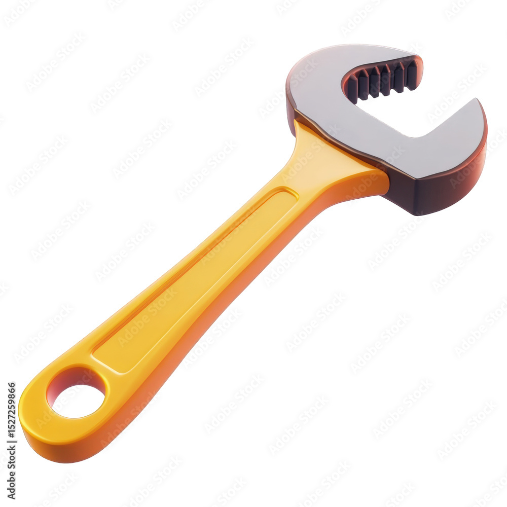 Poster high resolution image of an adjustable wrench tool isolated on perfect for industrial design project