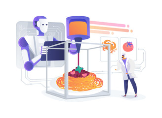 3D Food Printing for Custom Meals abstract concept vector illustration.