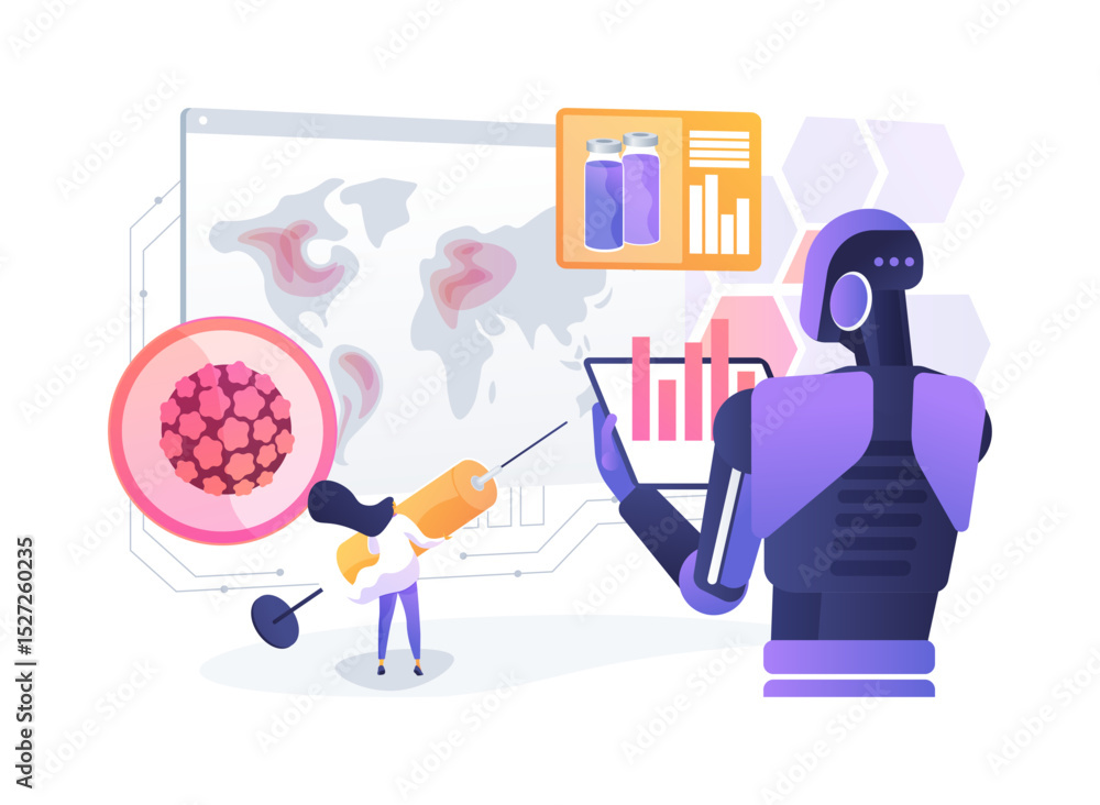 Poster ai in predicting and preventing pandemics abstract concept vector illustration.