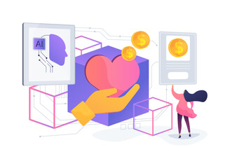 Blockchain for Transparent Charitable Donations abstract concept vector illustration.