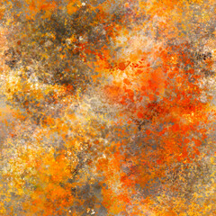 Abstract blurred painted seamless pattern Bright multicolored transparent brushstrokes Orange, yellow, red, gray rusty tones Grunge effect Grainy multicolor background