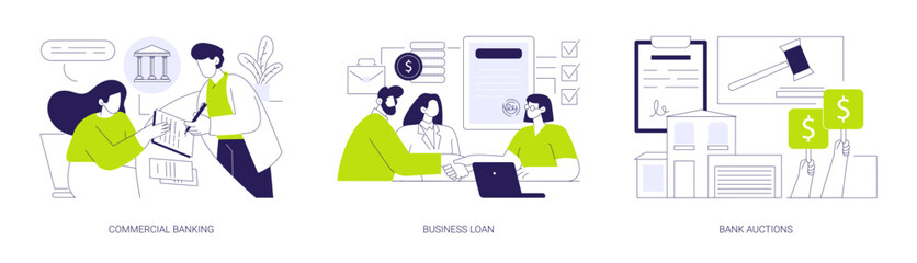 Bank services for business isolated cartoon vector illustrations se