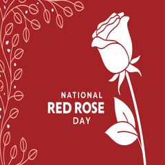 Minimalist Red Rose Illustration – Elegant Floral Design for National Red Rose Day