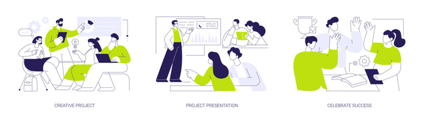 Students project isolated cartoon vector illustrations se