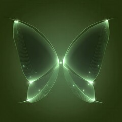 Luminous green butterfly design on a dark background.