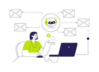 E-mail processing abstract concept vector illustration.