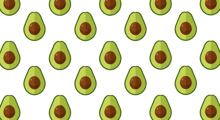 Vibrant Avocado Half Pattern Seamless Design for Food Blogs and Recipes
