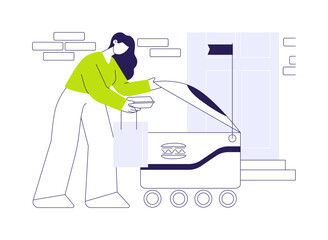 Food delivery robot abstract concept vector illustration.