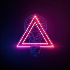 Neon light bulb design with triangles.