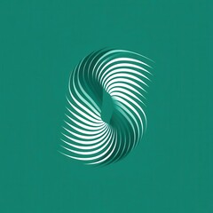 Abstract, three-dimensional form on a teal background.