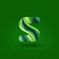 Bold, stylized letter S with layered, vibrant green and teal shades.