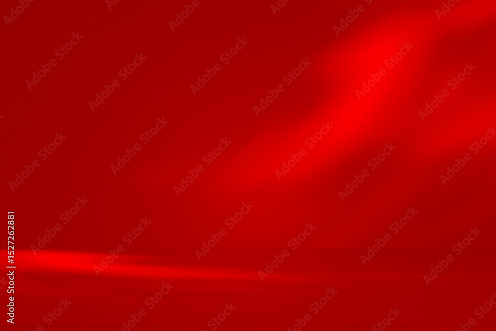 Poster wall interior background, studio and backdrops show products.with shadow from window color red backg