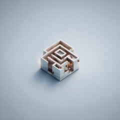 Intricate maze design within a cubic form.