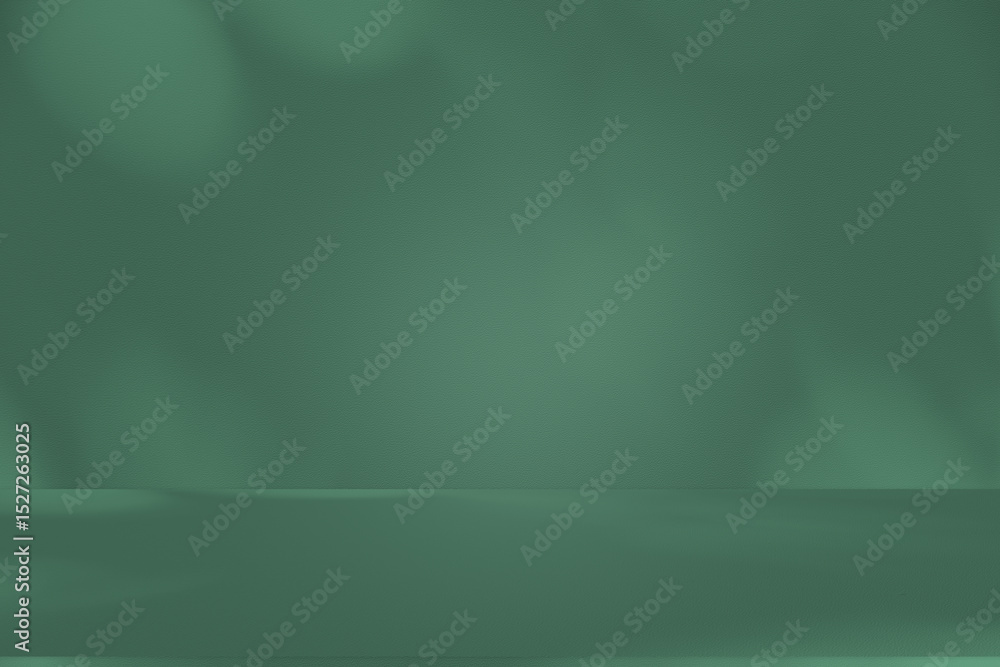 Aufkleber wall interior background, studio and backdrops show products. with leaf shadow from window color gre