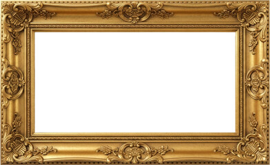 Ornate gold picture frame with detailed baroque carvings stands out