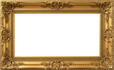 Ornate gold picture frame with detailed baroque carvings stands out