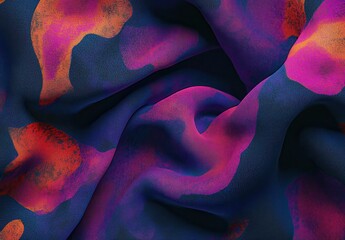 Abstract Draped Fabric with Vibrant Pink and Purple Pattern