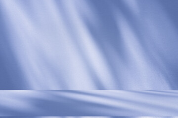 Obraz premium Wall interior background, studio and backdrops show products.with shadow from window color white and blue background for text insertion and presentation product 