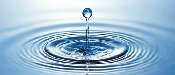 Water Droplet Impacting Still Surface Creating Concentric Ripples